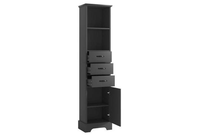 Flieks Badkommode Badezimmerschrank Hochschrank mit Feuchtigkeitsbeständigkeit (1 St., 38x26x172,5 cm), Mehrzweckschrank mit Schubladen und verstellbaren Einlegeböden Weiß