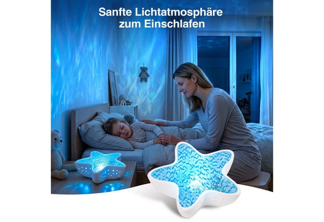 ANYSUN LED-Sternenhimmel Projektor Seestern Sternenprojektor Lampe mit 7 Lichtmodi, stufenlos dimmbar, 1200 mAh Akku, LED fest integriert, USB-C wiederaufladbar Nachtlicht für Kinder Erwachsene, Schlafzimmer