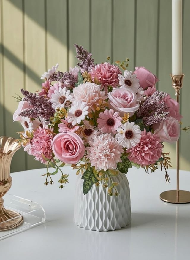 Kunstblumenstrauß künstliche Blumen Set Blumenstrauß, Fanci Home, realistische Kunstblumen langlebig Wohnzimmer Tisch Schlafzimmer