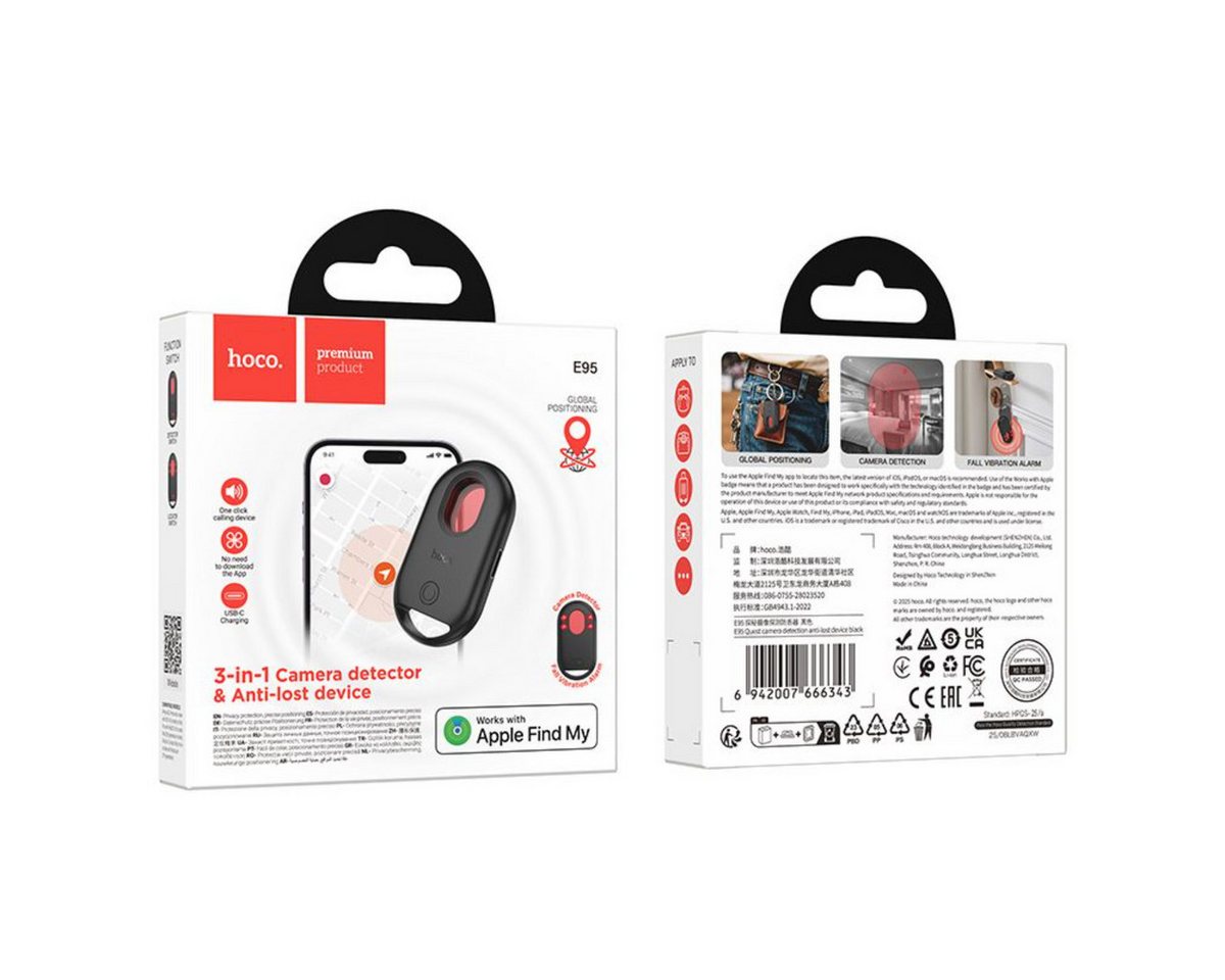 hoco. Überwachungskamera E95 (Outdoor, Reise, Indoor, Find-My-kompatibler Locator mit integrierter Kameraerkennung)