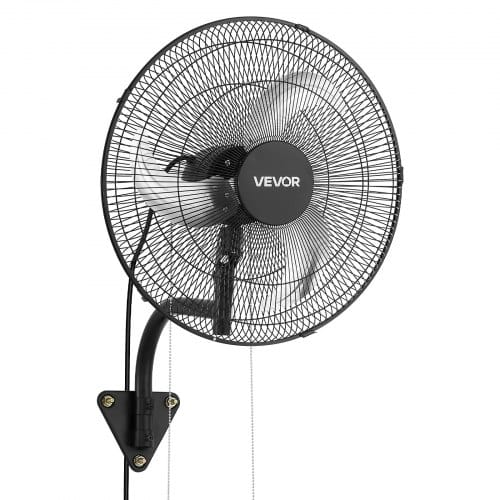 VEVOR 59W Industrieller Wandventilator 51 cm, 6,5 m/s Oszillierender Wandlüfter mit 3 Stufen & Verstellbarem Neigungswinkel, Gewerblicher Industrieventilator für Werkstatt Garage Lager Gym, Schwarz