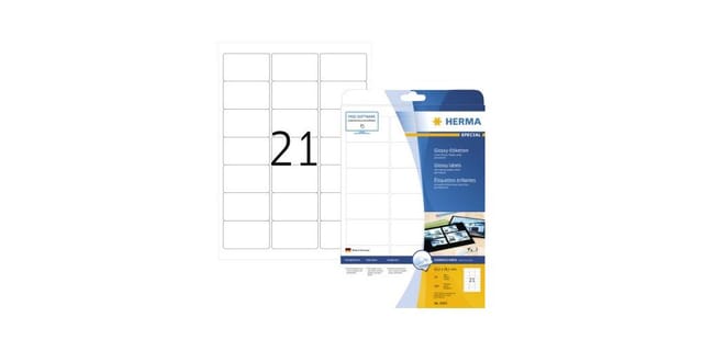 Herma Etiketten A4 Weiß 63,5x38,1 Mm Papier Glänz. 525 St. (4904)
