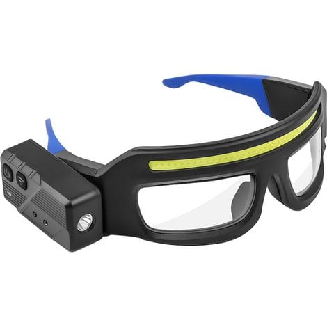 Led-schutzbrille Mit Kompakter Stirnlampe, 5 Modi, Für Erwachsene, Ideal Für Camping, Radfahren Und Reparaturen, Blaue Bügel