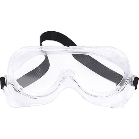 Weiche, Flexible Und Nicht Belüftete Schutzbrille Mit Transparentem Rahmen, Antibeschlagbeschichtung, Klaren Gläsern Und Verstellbarem Schwarzem Band.