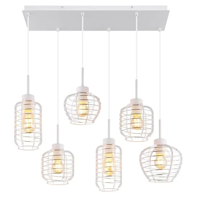 Pendelleuchte Hängeleuchte Deckenleuchte Weiß Matt Gitterdesign Modern H 120 Cm