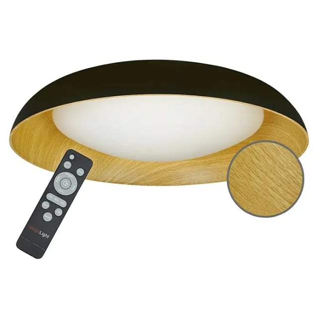 MegaLight LED-Deckenleuchte rund Bowl (24 W, Ø x H: 40 x 9,5 cm, Wood, Warmweiß)