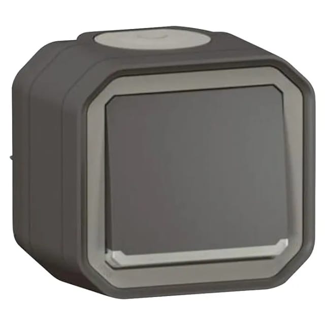 Legrand Feuchtraum-Wechselschalter Plexo New 069736L mit Licht (Anthrazit, Aufputzmontage, IP55)