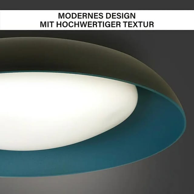 MegaLight LED-Deckenleuchte rund Bowl (24 W, Ø x H: 40 x 9,5 cm, Petrol, Warmweiß)