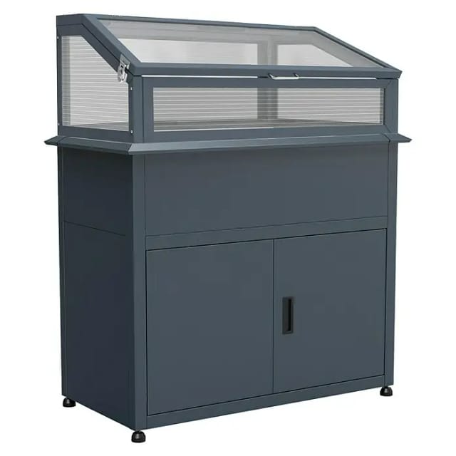 Westmann Hochbeet Plex Plus mit Frühbeetaufsatz (50 x 100 x 120 cm, Metall, Anthrazit)