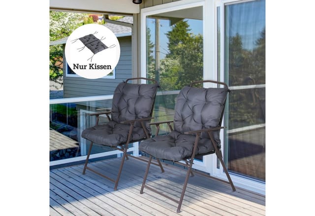 Outsunny 2er Set Auflage Gartenstuhlauflagen Sitzpolster Garten Kissen Grau