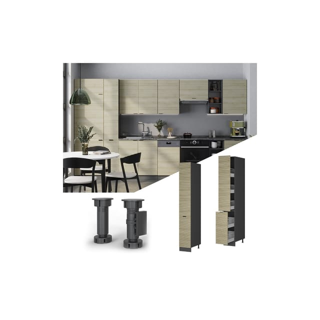 Vicco Apothekerhochschrank Fame-Line Anthrazit Eiche gefräst 30 cm