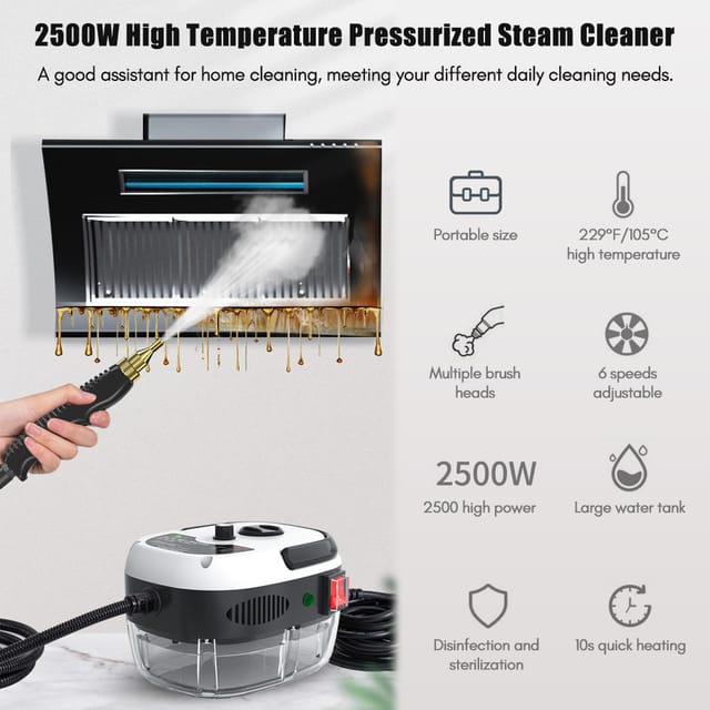 Tragbarer 1500-w-dampfreiniger, Hochtemperatur-hochdruckreinigungsgerät Mit Bürstenaufsätzen Für Küchenmöbel, Badezimmer Und Auto