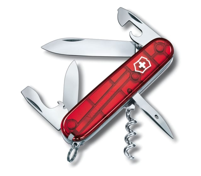 Victorinox Spartan Taschenmesser Victorinox Spartan, Mit Korkenzieher Und Dosenöffner, 12 Funktionen, 59 G, Transparent Rot