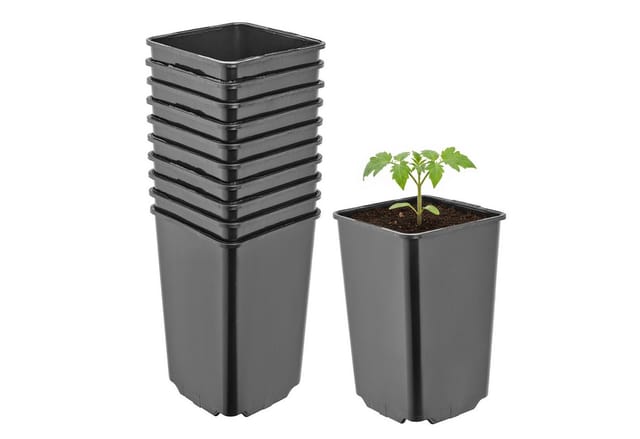 Garronda Pflanztopf Kunststoff Hoch 9 X 9 X 14 Cm (0,8l) 10er Set Eckig Mit Drainagelöchern Blumentopf Pp Pflanzgefäß Für Garten Gewächshaus Balkon Anzucht Innen Außenbereich Schwarz Gd-0201