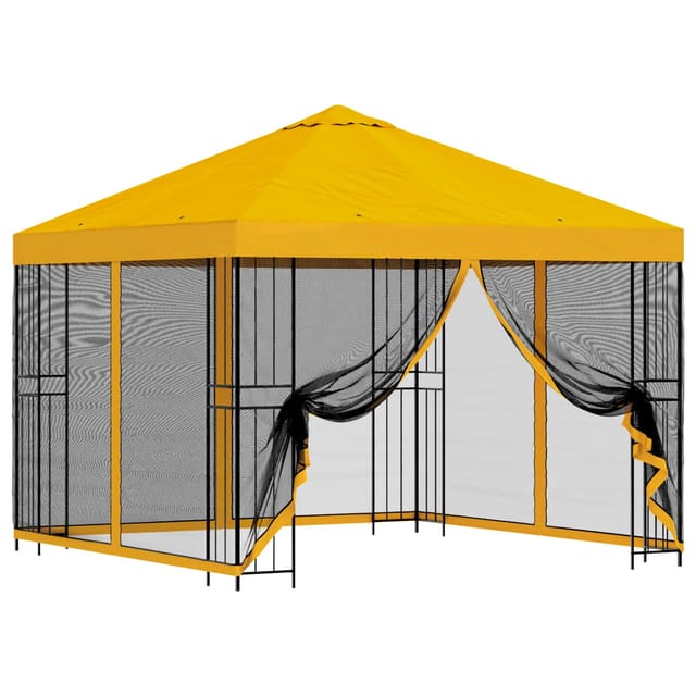 Garten Pavillon Mit Seitenwänden 3 X 3 M Gelb Vidaxl