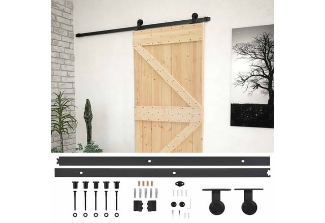 Vidaxl Sliding Door Natural And Black 80 X 210 Cm Solid Pine Wood