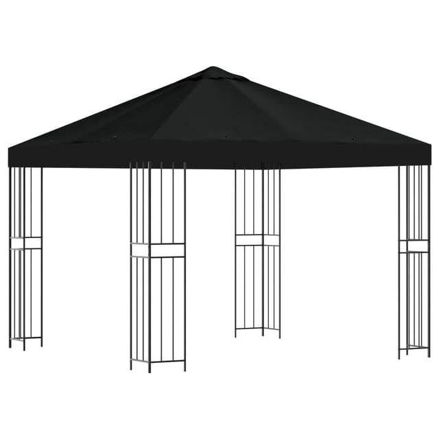Pavillon 3 X 3 M Schwarz Polyester Und Stahl 190 Gsm Vidaxl