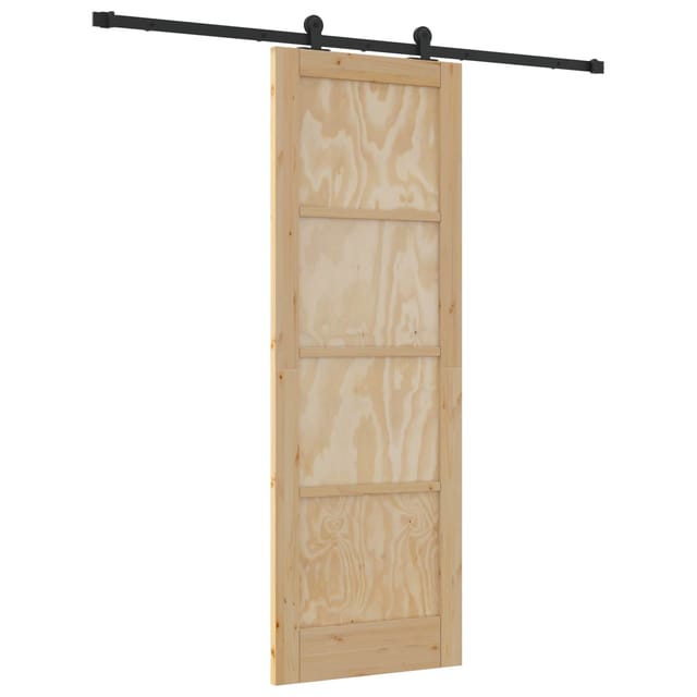 Vidaxl Sliding Door Natural And Black 73.5 X 211 Cm Solid Pine Wood