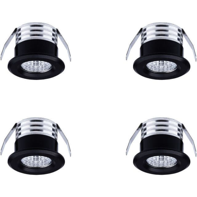 Set Mit 4 Mini-led-einbaustrahlern, 3 W, Warmweißes Licht, Schwarz - Kzq