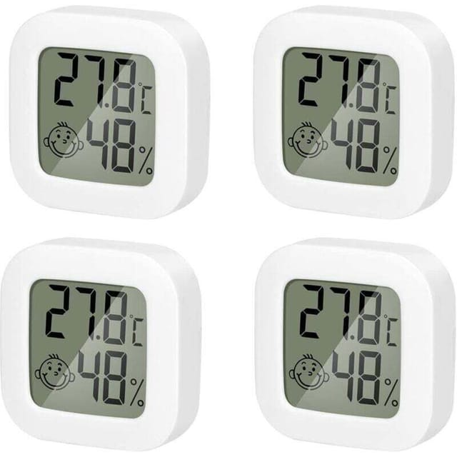 4er-pack Mini-thermometer-hygrometer Mit Hoher Präzision Zur Messung Von Temperatur Und Luftfeuchtigkeit In Innenräumen, Mit Komfortsymbol Für Küche, Kinderzimmer, Gewächshaus Und Büro - Kzq