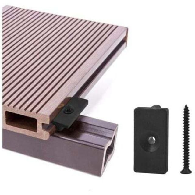 100-teiliges Set Mit Befestigungsclips Für Verbunddielen – 6 Mm Verdeckte Befestigungselemente, Kunststoff-dielenbefestigungen, Inklusive Schwarzer Schrauben – Kzq