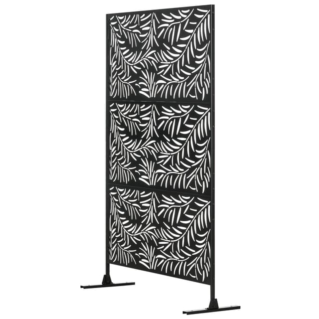 Sichtschutz Mit Weidenblattmuster, Für Terrasse Oder Balkon, 122 X 45 X 198 Cm, Schwarz