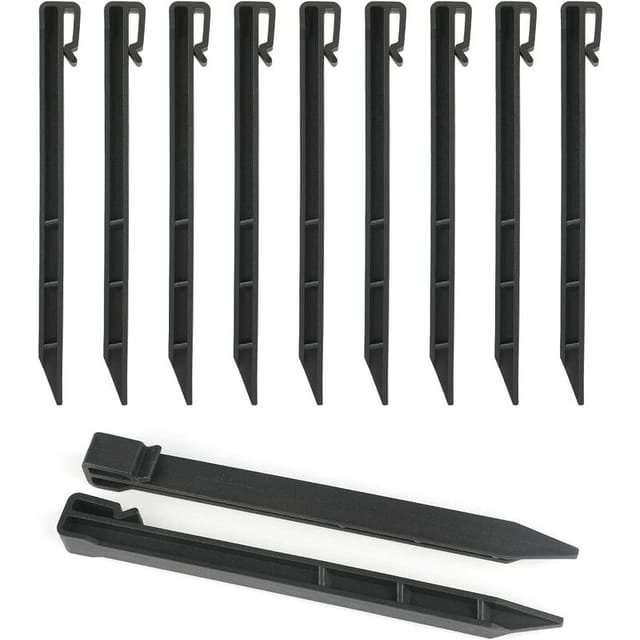 Set Mit 12 Gartenkanten- Und Landschaftskantenpfählen, 25 Cm, Robuster Kunststoff, Ankerpfähle Für Kanten Und Terrassendielen (schwarz)
