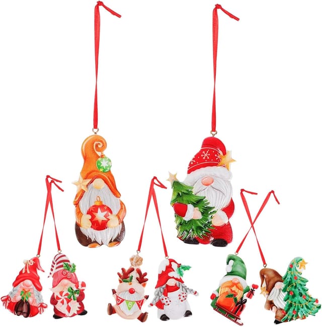 8 Stück Weihnachtsanhänger, Weihnachtsdekoration, Kamin, Cd, Weihnachtsmann, Weihnachtsbaumanhänger, Weihnachtsfeier, Ornament, Weihnachtsdekoration Zum Aufhängen, Kunstharz, Zum Aufhängen, Weihnachts