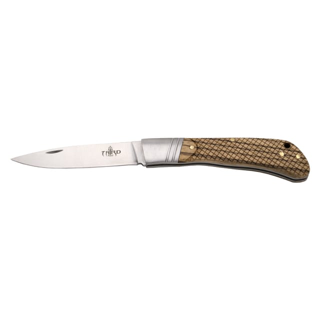 Taschenmesser Third K4111j, Lasergravierter Zebrano-holzgriff, Klinge 8,6 Cm, Kolbenverriegelung, Gewicht 77 Gr