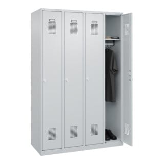 Garderobenschrank Ser.basis-plus H1850xb1200xt500mm Lichtgrau 4 Abt.c+p
