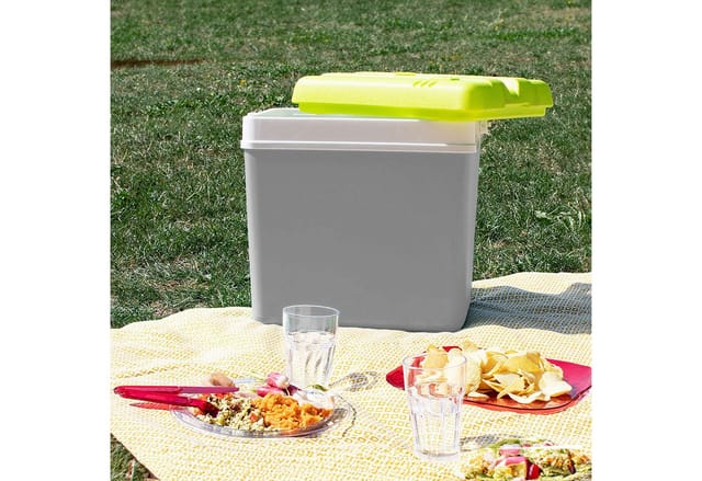 Kühlbox Aus Kunststoff 24 Liter - Grau - Outdoor Thermobox Mit Tragegriff - Kühltasche Isoliertasche Thermo Behälter Für Camping Picknick Festival Garten