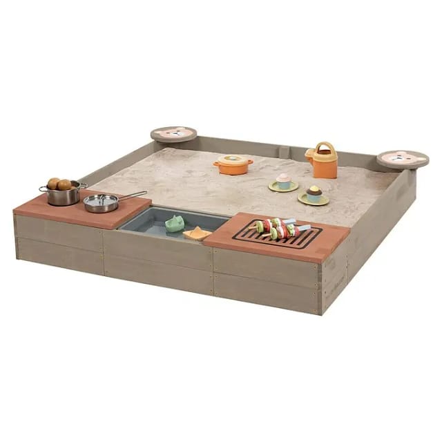 MUDDY BUDDY Sandkasten »Wild Bear«, BxHxL: 120 x 20 x 120 cm, Massivholz, ab 3 Jahren - grau