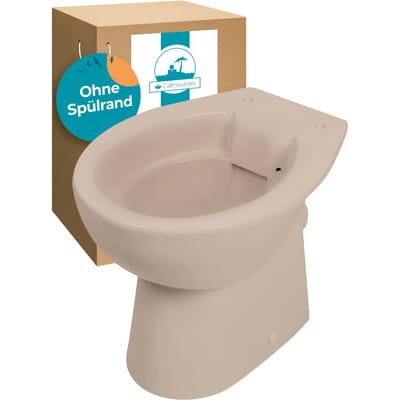 Calmwaters Stand-WC Spülrandlos Abgang Waagerecht Tiefspüler Beige-Bahamabeige 07AB6143