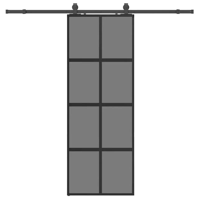 vidaXL Schiebetür mit Beschlag Schwarz 76x205 cm Hartglas 3375975