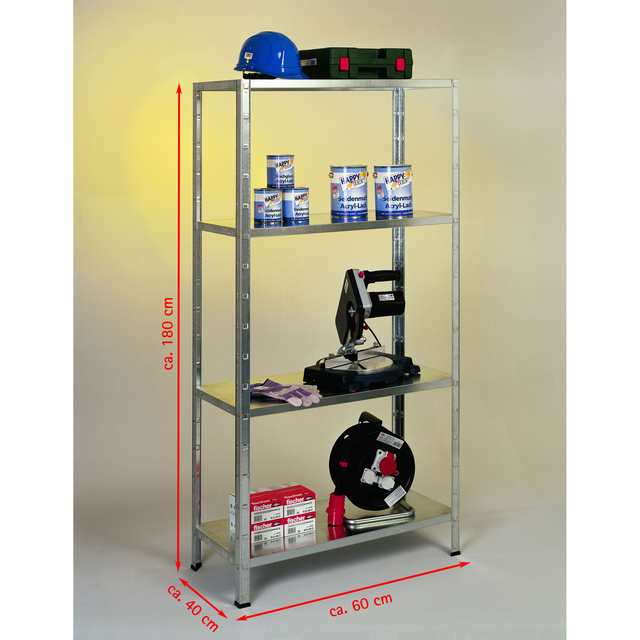 SCHULTE Regalwelt Steck-Grundregal 180 x 60 x 40 cm, 4 Böden, verzinkt, Tragkraft 240 kg