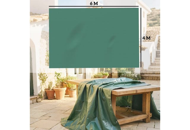 Outsunny Schutzplane mit verstärkten Ösen (Reißfeste Abdeckplane, 1-St., wasserdicht 90g,m² Gewebeplane), für Schutz vor Witterung für Gartenmöbel 4 x 6 m Grün