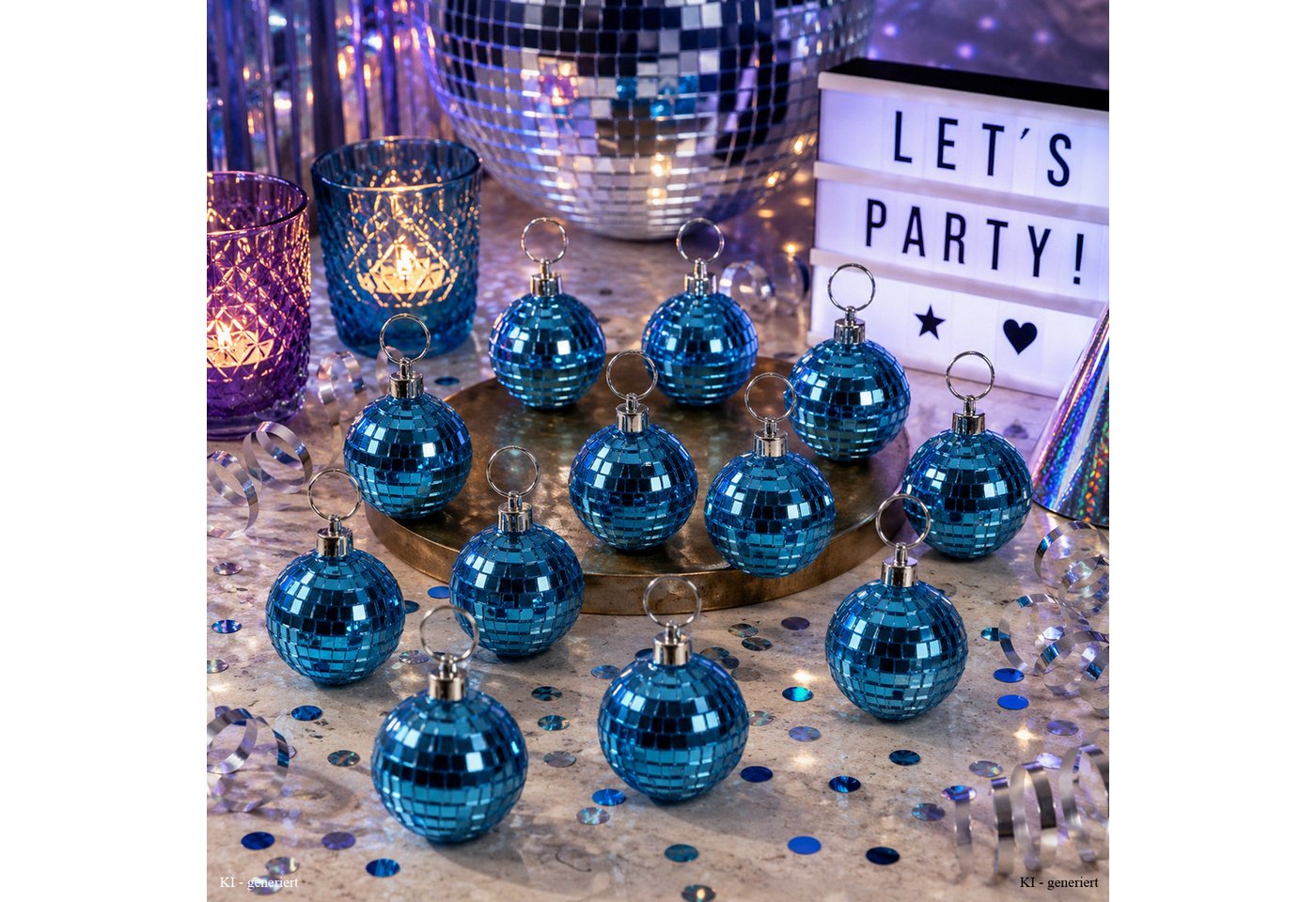 SATISFIRE Discolicht Spiegelkugel 5cm Mini Discokugel coole Party Disko Deko blau Bild 2