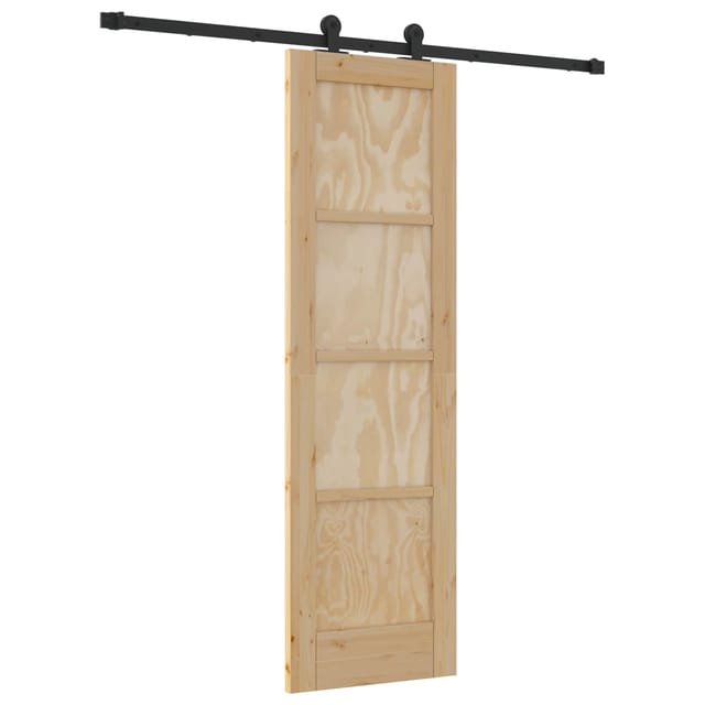 Vidaxl Sliding Door Natural And Black 61 X 198.5 Cm Solid Pine Wood