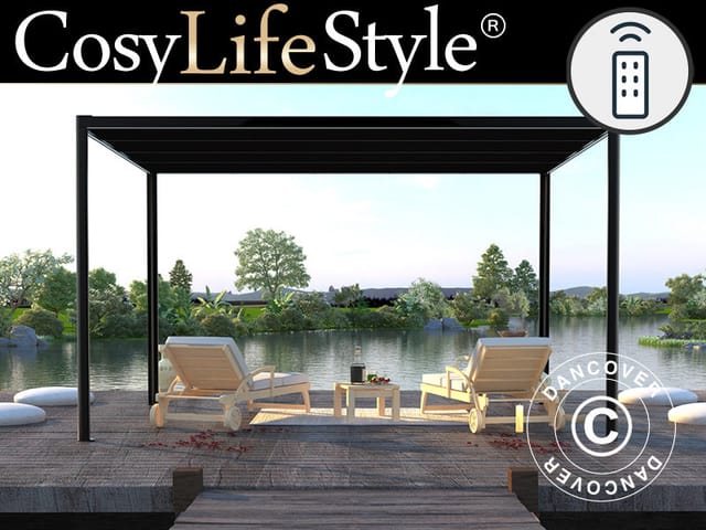 Pergola Pavillon San Fernando, 4x4m, Schwarz/dunkelgrau - Dancover