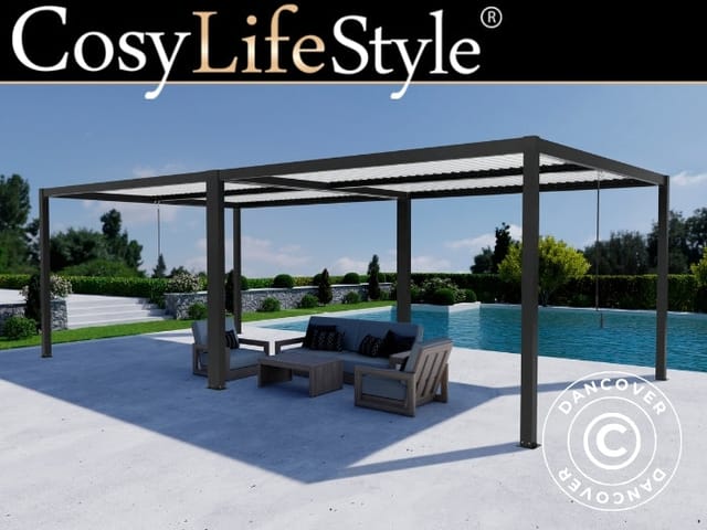 Bioklimatische Pergola Pavillon San Pablo Alu+, 3x4m, Schwarz/weiß, 2 Stk. - Dancover