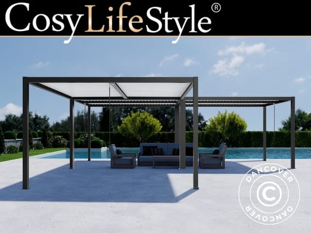 Bioklimatischer Pergola Pavillon San Pablo Alu+, 3x4m, Schwarz/weiß, 3 Stk. - Dancover