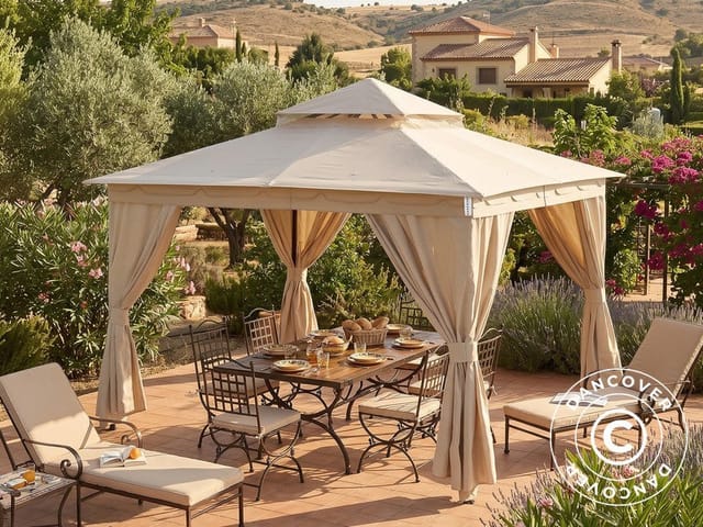 Pavillon Horus Mit Vorhängen, 3x3,7m, Beige - Dancover