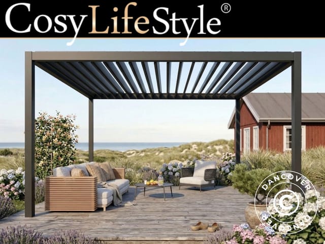 Bioklimatischer Pergola Pavillon San Pablo Steel S80, 3x4m, Schwarz - Dancover