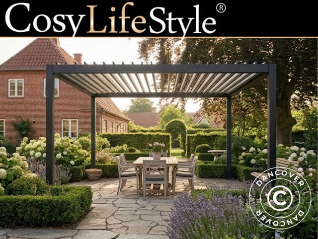 Bioklimatischer Pergola Pavillon San Pablo Steel+, 4x4m, Schwarz - Dancover