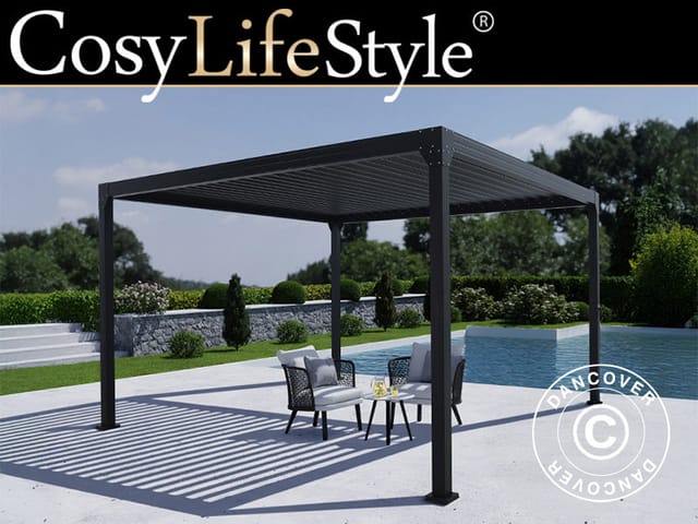 Bioklimatischer Pergola-pavillon Monterey S2, 4x4m, Schwarz - Dancover