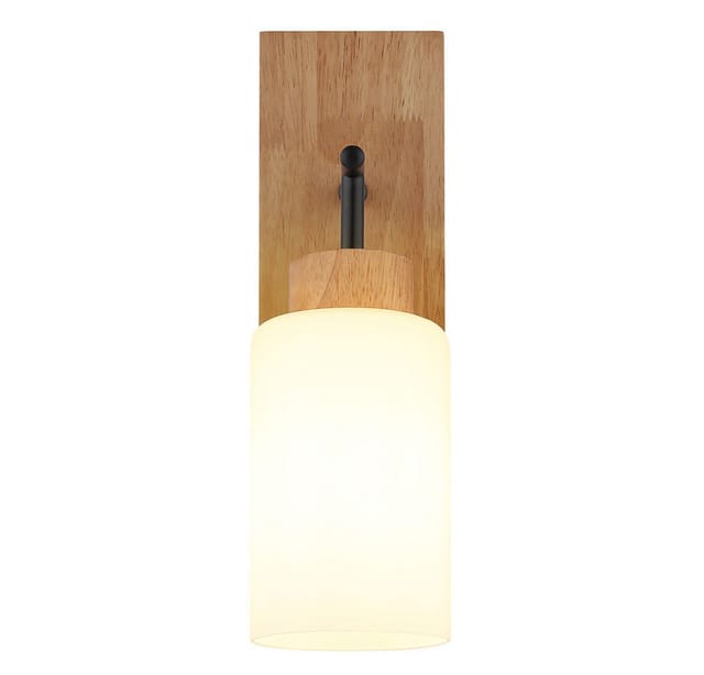 Wandleuchte Wandlampe Wohnraum Aufwärts E27 Schwarz Matt Metall Opalglas H 31 Cm