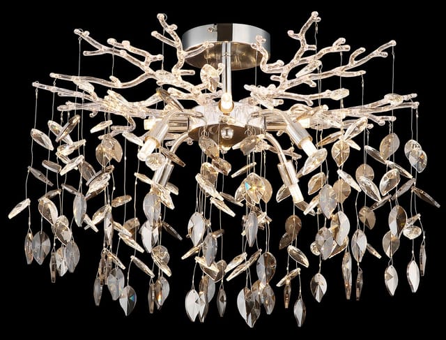 Deckenlampe Deckenleuchte Wohnzimmerlampe Kristallbehang Chrom Metall D 61 Cm
