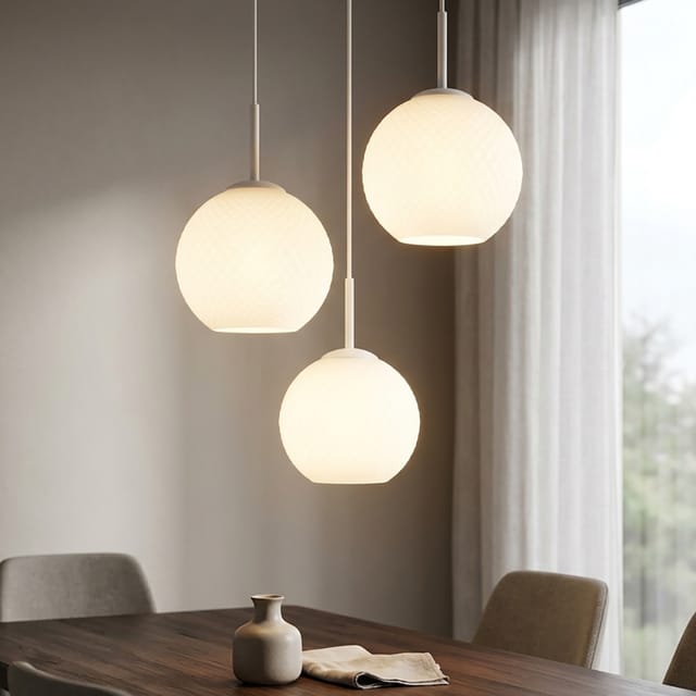 Hängeleuchte Pendelleuchte Wohnzimmerlampe 3-flammig Weiß Metall H 120 Cm