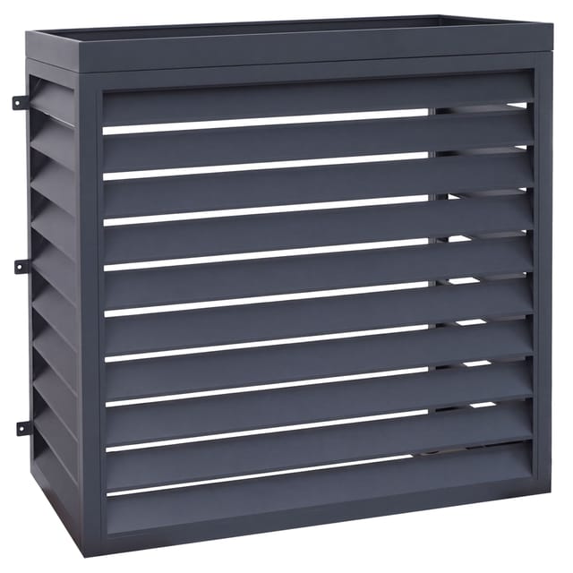 [neuwertig] Verkleidung Für Klimaanlage/wärmetauscher Hhg-572 Mit Pflanzkasten, Abdeckung, Metall 118x124x65cm Anthrazit