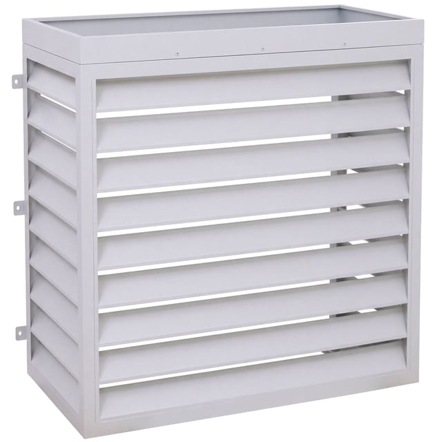 Verkleidung Für Klimaanlage/wärmetauscher Hhg-572 Mit Pflanzkasten, Abdeckung, Metall 118x124x65cm Grau-weiß